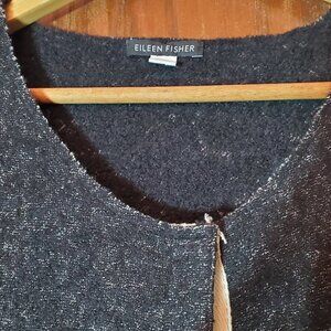 Eileen Fisher Black Wool Vest with pockets and snaps sz S